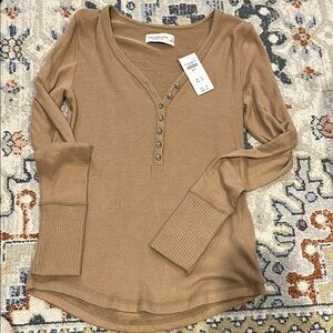 Free People Tan Button-Down Women's Top